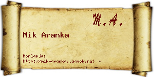 Mik Aranka névjegykártya